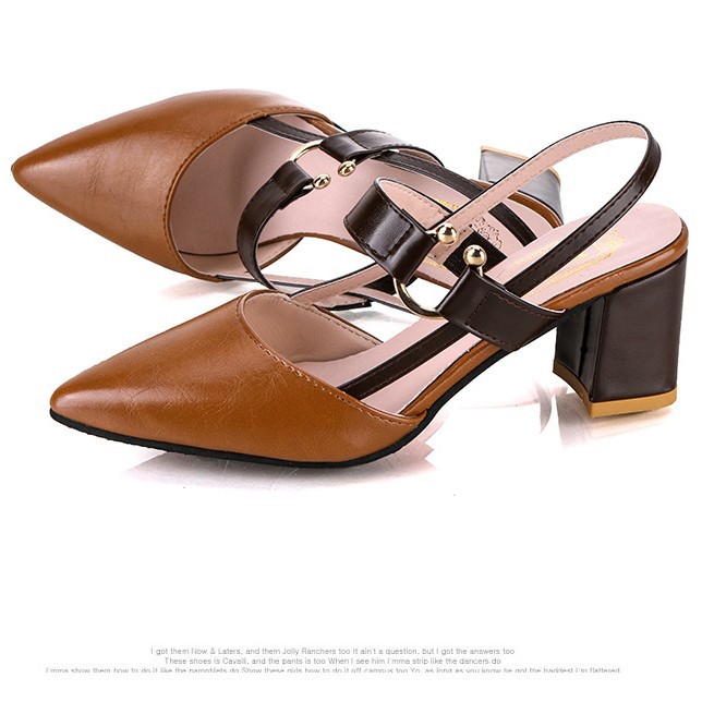 Women's Sandals Summer New Chunky Pointed Toe Hollow High Heel foto 4