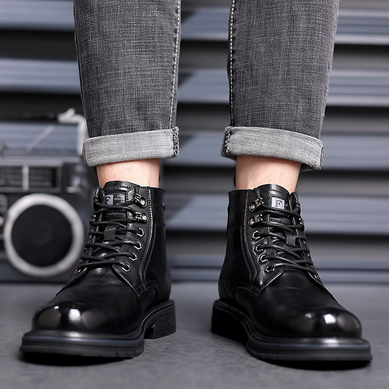 British Style All-matching Work Clothes Ankle Boots Fashion Haulage Motor Leather Boots foto 4