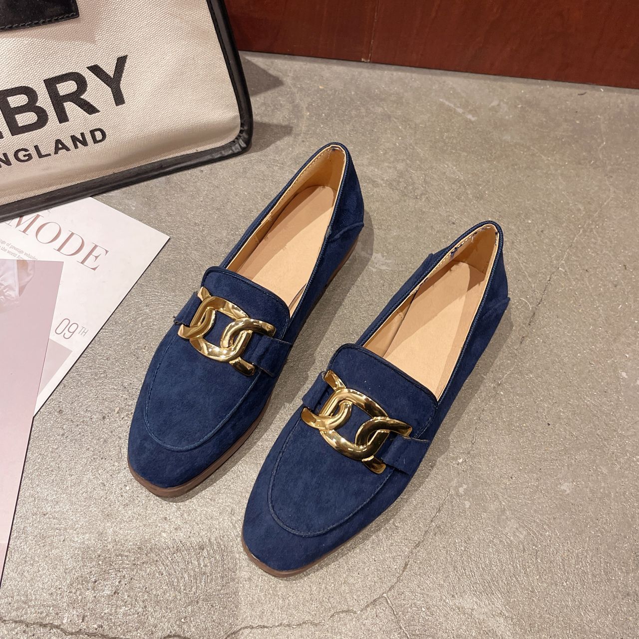 Chunky Heel French Retro British Style Women's Flat Shoes foto 5