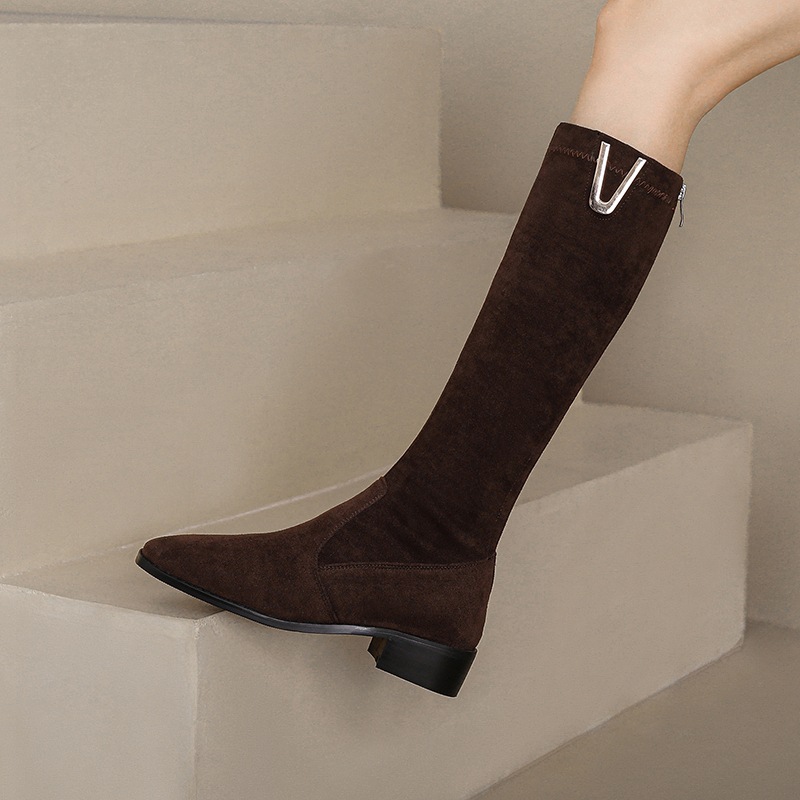 Below The Knee Women's Over-the-knee Skinny Low Heel Large Size Boots foto 5