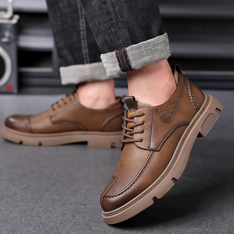 New Men's Korean Fashion All-matching And Handsome Lace Up Casual Work Shoes foto 2