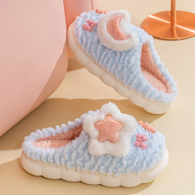 New Women's Cartoon Extra Thick Fleece-lined Home Cotton Slippers foto 5