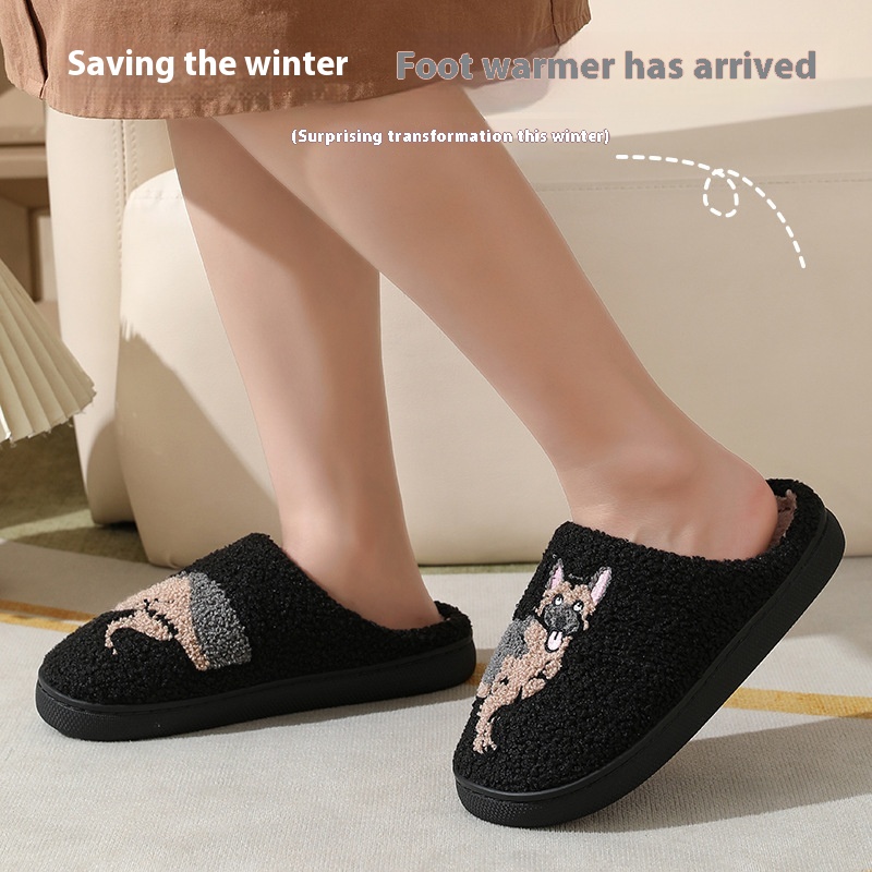 New Comfort Home Cute Cartoon Little Wolf Dog Winter Cotton Slippers foto 5