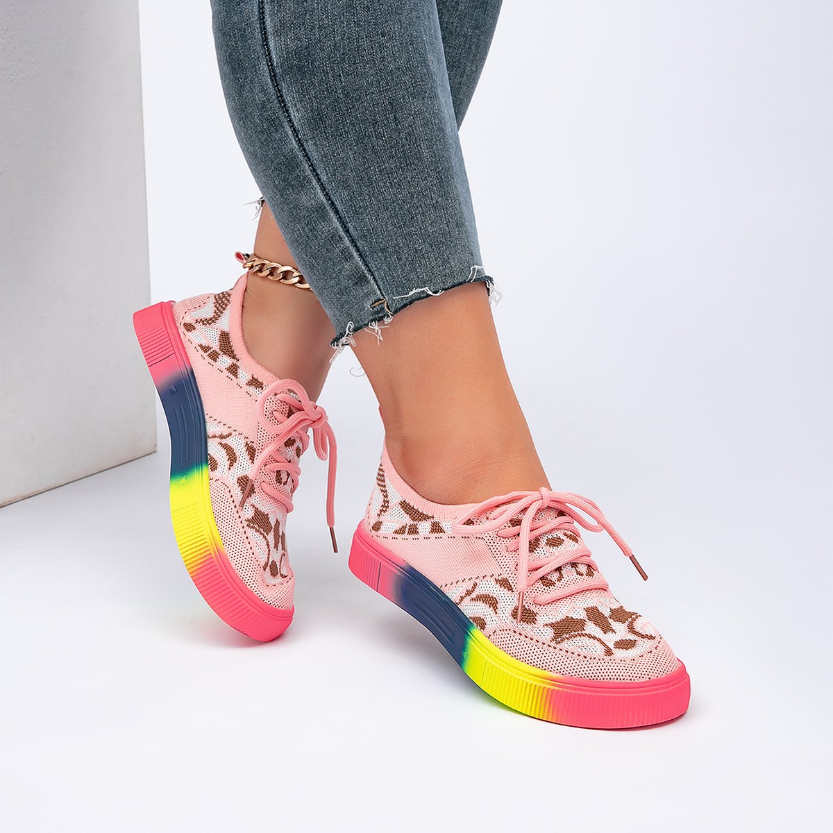 Plus-size Breathable Lace-up Chunky-soled Shoes foto 4