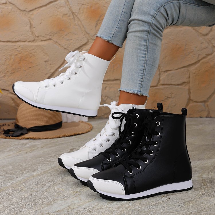 Womens Stylish Side-zip Flat Ankle Boots foto 2