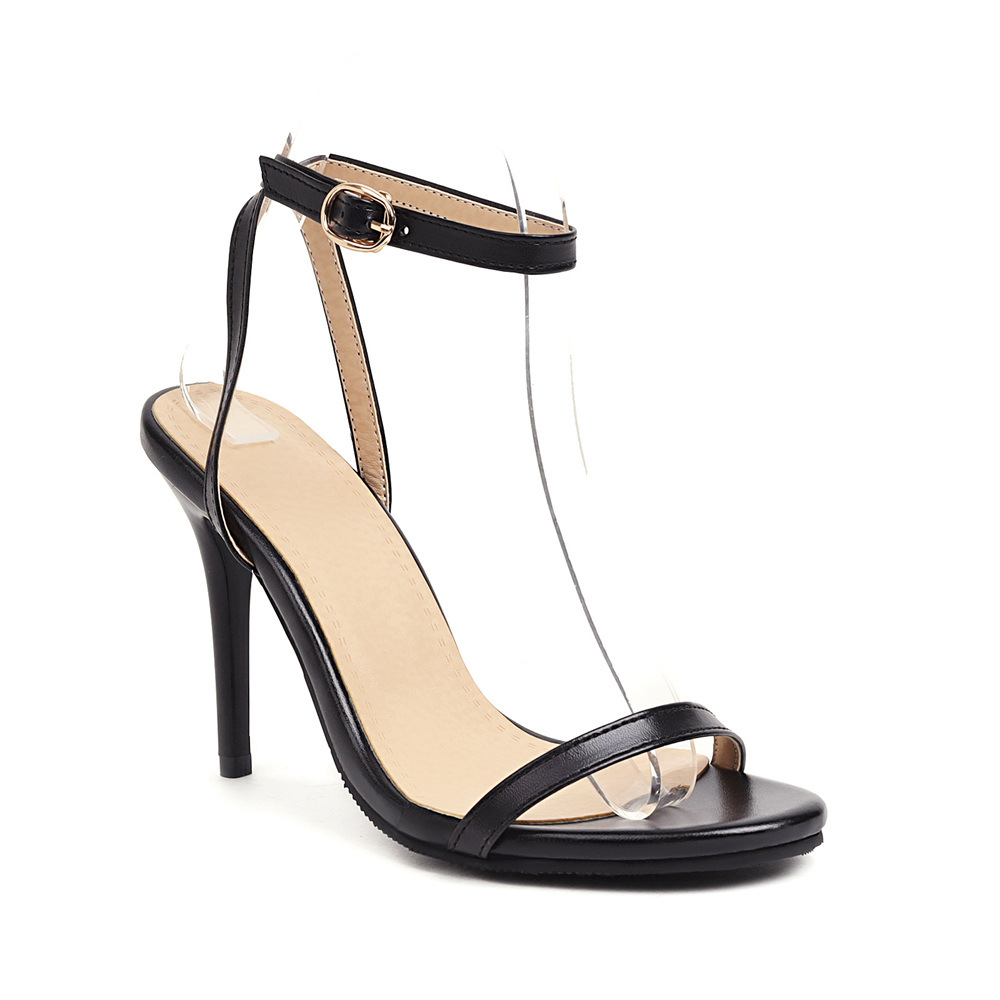 Sexy Stiletto Heel Super High Buckle Hollow-out Solid Color Sandals foto 3