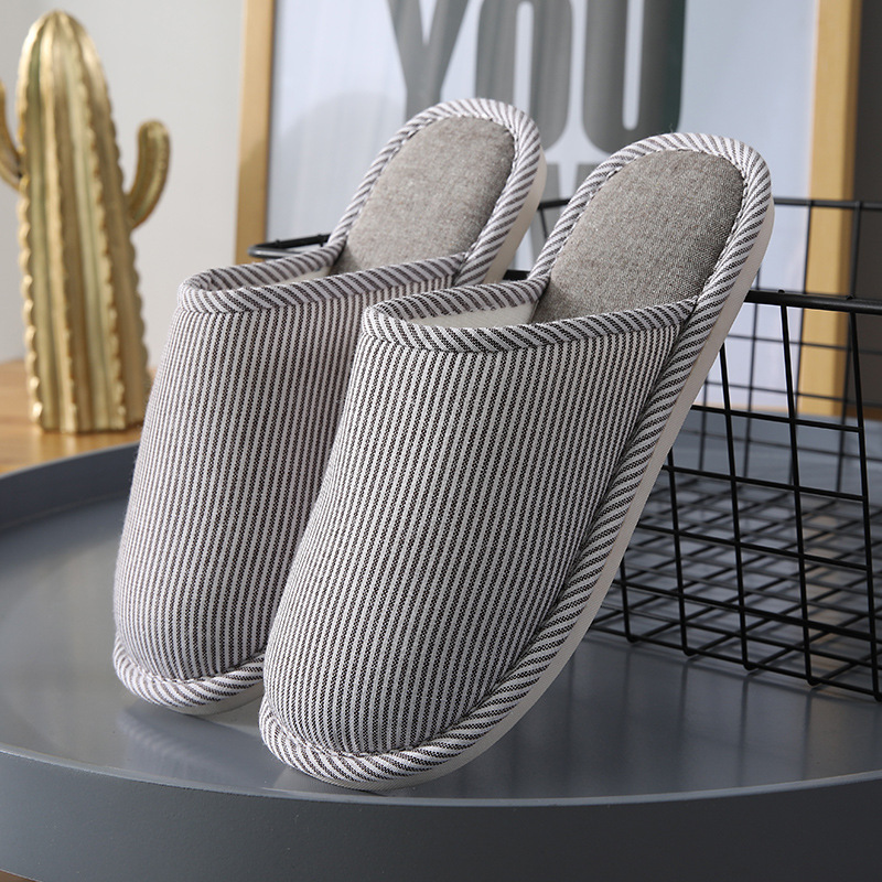 Household Stripes Home Indoor Non Slip Cotton Slippers foto 3