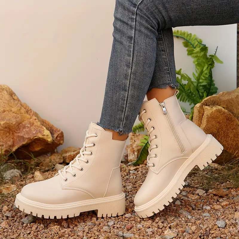 Versatile Motorcycle-style Ankle Boots With A Thick Sole foto 4