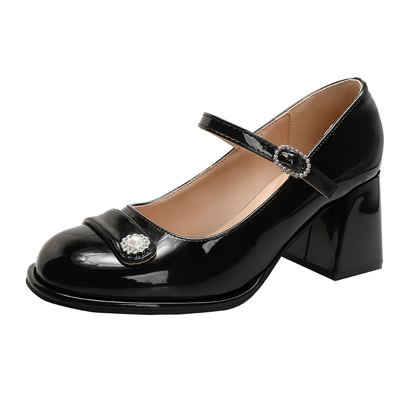 Women's Chunky Heel Round Toe Large Size Fat Feet Wide High Heels foto 4
