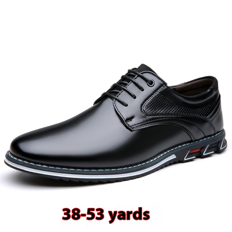 Versatile Men's Oversized Lace Up Leather Shoes foto 2