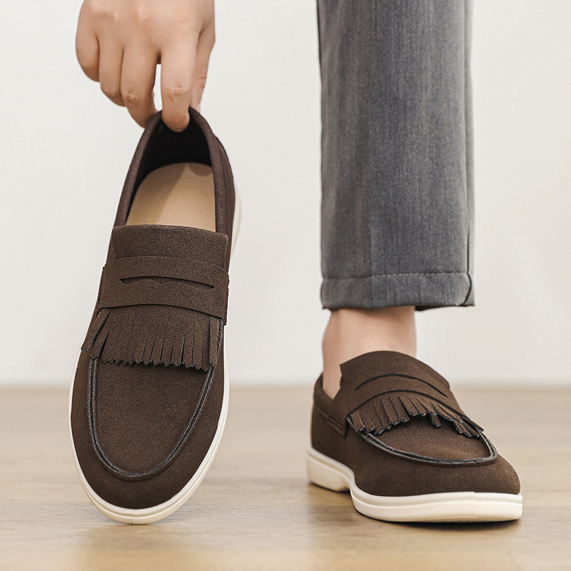 Mens Matte Leather Loafer Slip-on Shoes foto 4