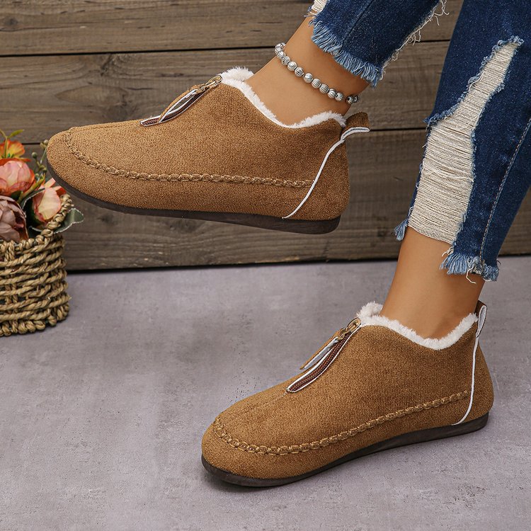 Cotton Boots Women's Casual Solid Color Suede Retro Large Size Snow Boots foto 2