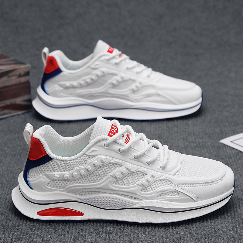 Summer Mens Shoes New Breathable Mesh White Sneakers foto 3