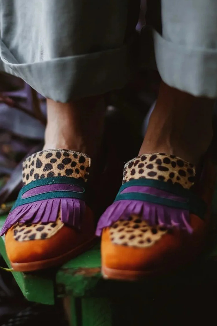 Spring New Square Toe Large Size Tassel Slip-on Shoes foto 4
