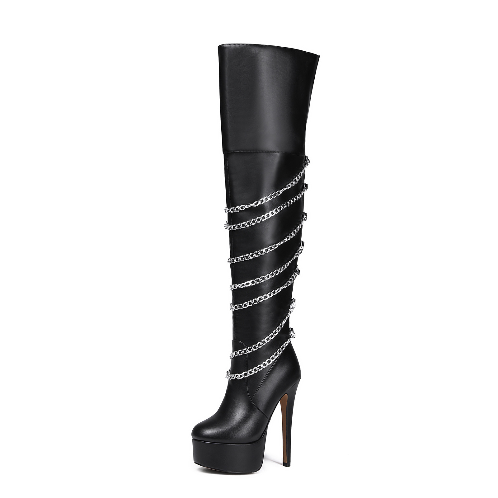 Metal Pointed Hot Girl Below The Knee Knight Boots High Heel foto 4