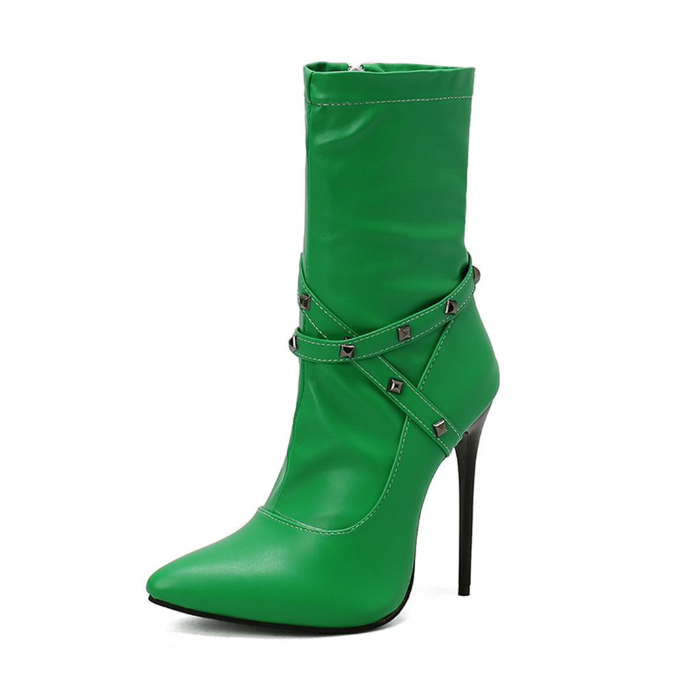Womens European-style Mid-calf Boots With Slender High Heels foto 5