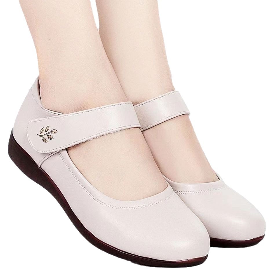Womens Softsoled Peeptoe Leather Shoes With A Single Strap foto 4