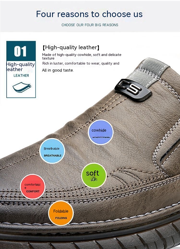 Men's Leather Shoes Breathable Beef Tendon Soft Bottom Everyday Joker Casual Shoes foto 3