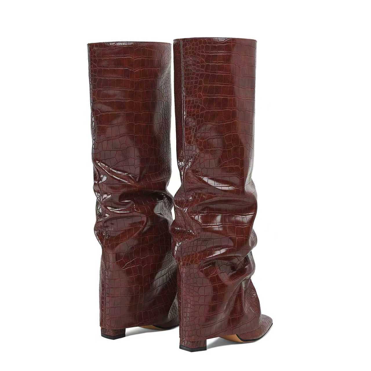 Womens Chunky-Heel High-Top Boots New AutumnWinter foto 4