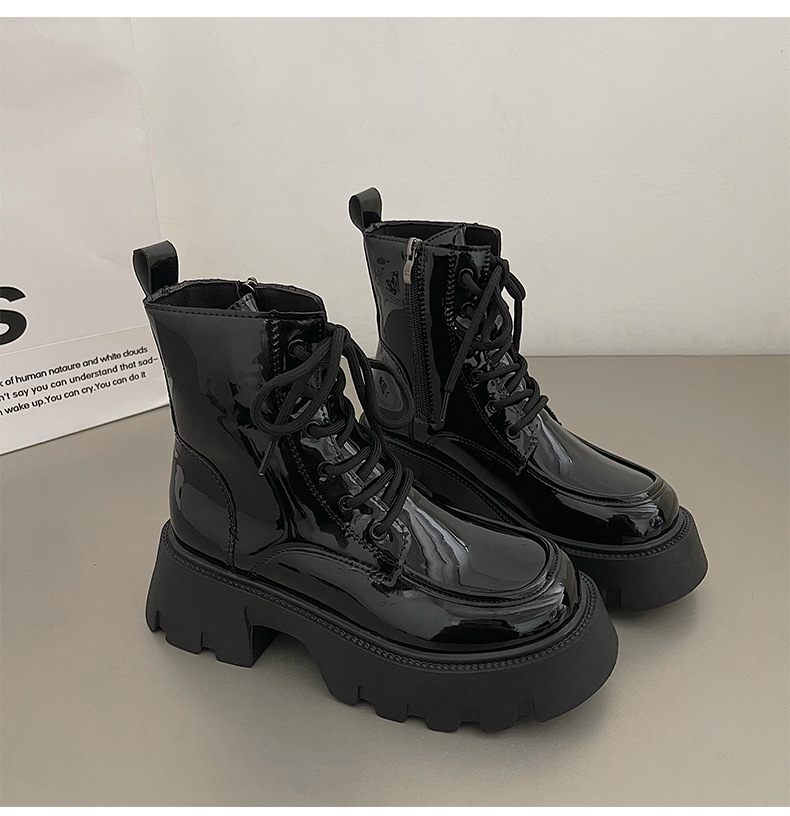 Black Vintage British-style Chunky-soled For Summer Thick-heeled Western Cowboy Ankle Boots foto 5