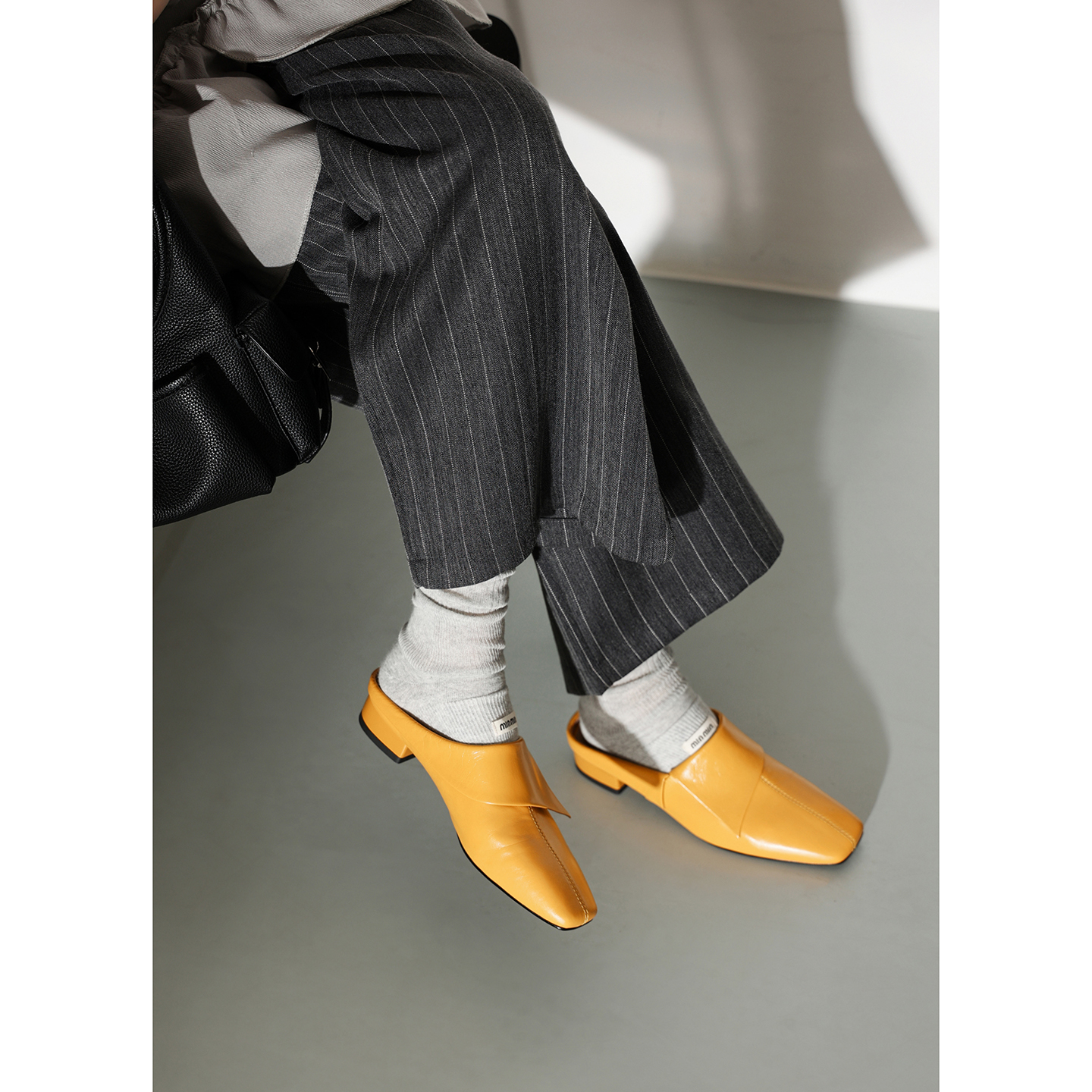 Vintage Washed Full-Grain Cowhide Fold-Over Mules, Ladies Square Toe Low Heel Backless Loafers foto 4