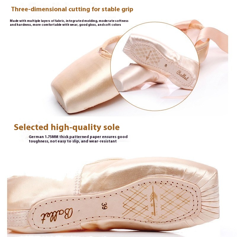 Lace-up Satin Dancing Flat Practice Shoes foto 2