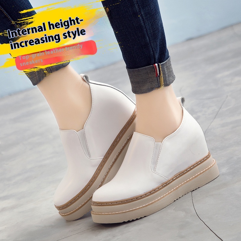 Women's Heel Platform Hollow-out Invisible Elevated White Shoes foto 5