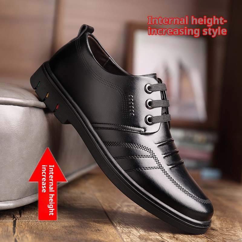 Men's Height Increasing Insole Genuine Leather Business Casual Leather Shoes foto 2