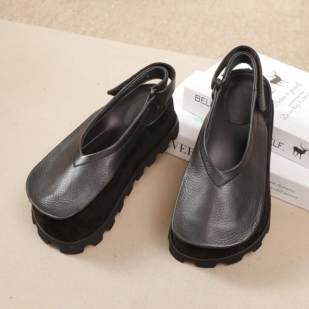 Retro Original Thick-soled Leather Toe Box Soft Bottom Platform Shoes For Women foto 4