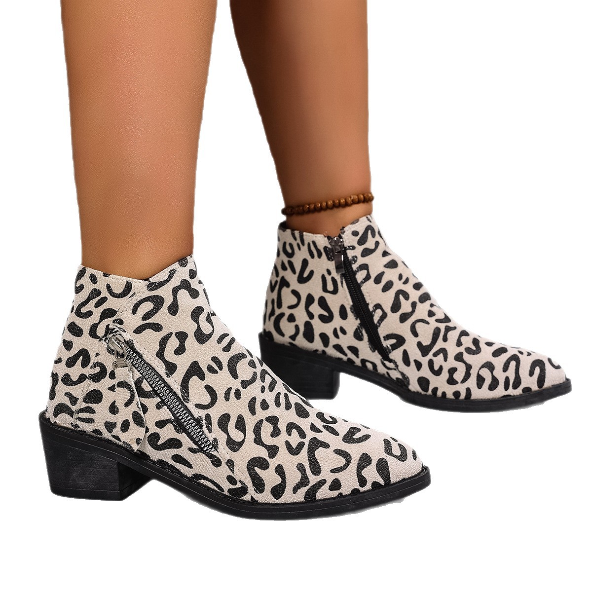 Ladies Chunky Heel Ankle Boots Large Size Pointed Toe foto 3