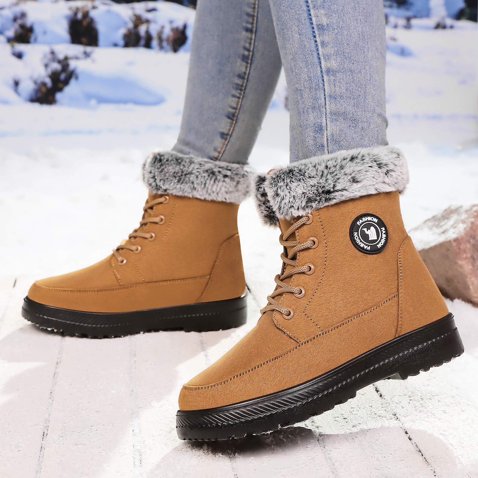 Women's Cotton Soft Bottom Wild Boots foto 4