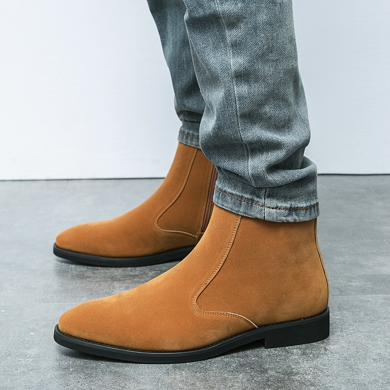 Suede Chelsea Men's British Trend Casual High Top Ankle Boots foto 2