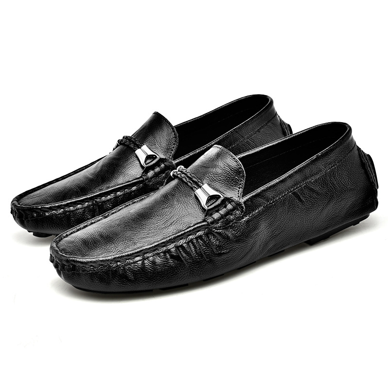 Plus Size Cowhide Casual Shoes Men's British One Pedal Loafers foto 5