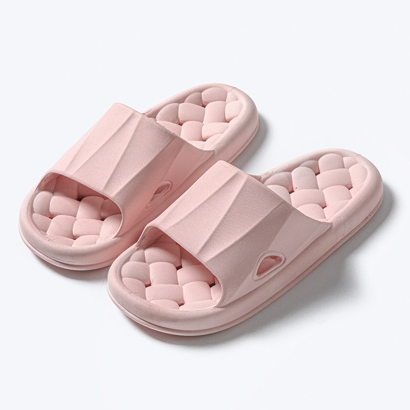 New Woven Texture Non-slip Slippers For Women Summer Indoor Floor Bathroom Home Slipper Men House Shoes foto 2