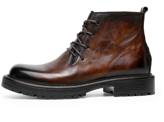 First Layer Cowhide Men's High-top Martin Boots British Formal Wear foto 5