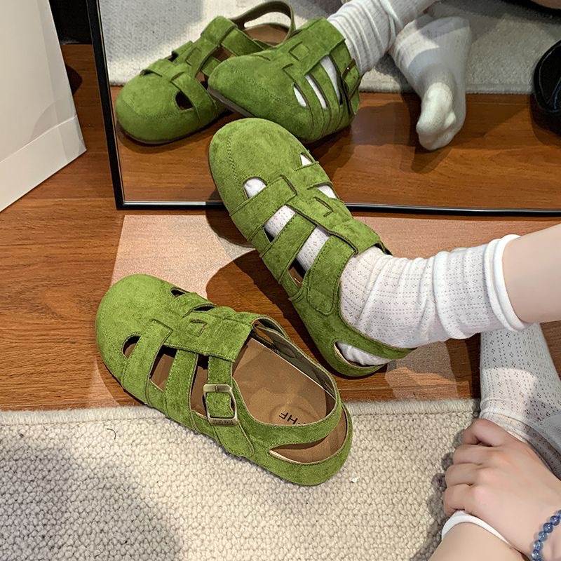 Retro Closed Toe Sandals Two-way Hollow-out Half Slippers foto 2