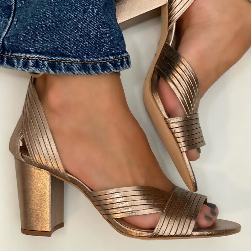 Summer Fashion High Heel Round Toe Women's Shoes Large Size Open Toe Breathable Sandals foto 4
