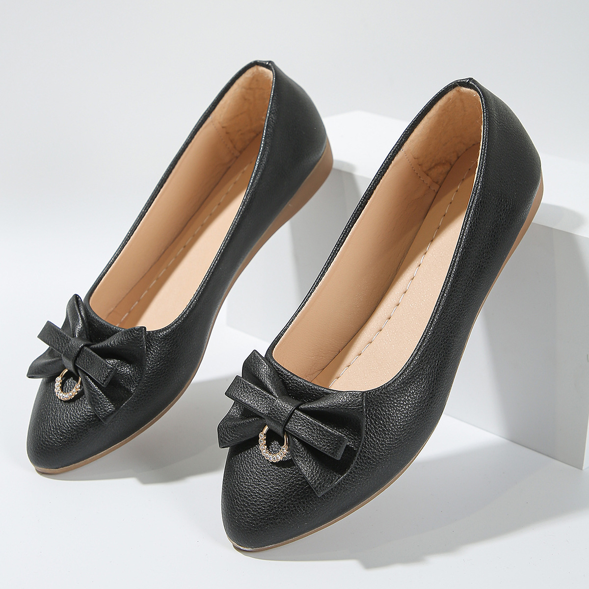 Flat Casual Plus Size Women's Shallow Mouth Bowknot Shoes foto 5