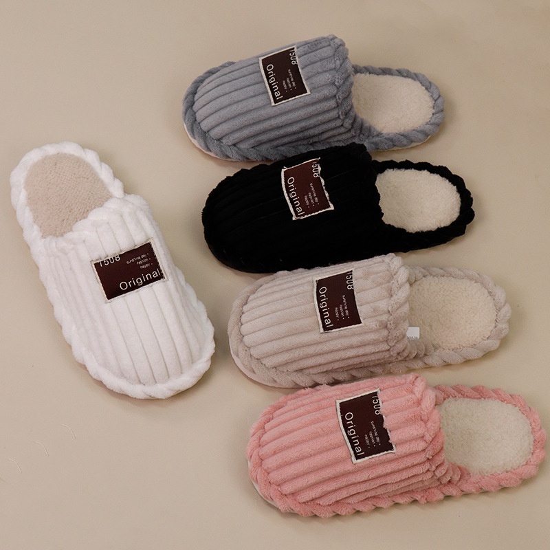 Household Non-Slip Warm Plush Floor Slippers foto 5