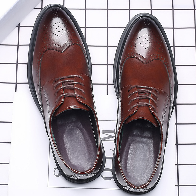 New Men's Brogue Leather Business Casual British Formal Leather Shoes