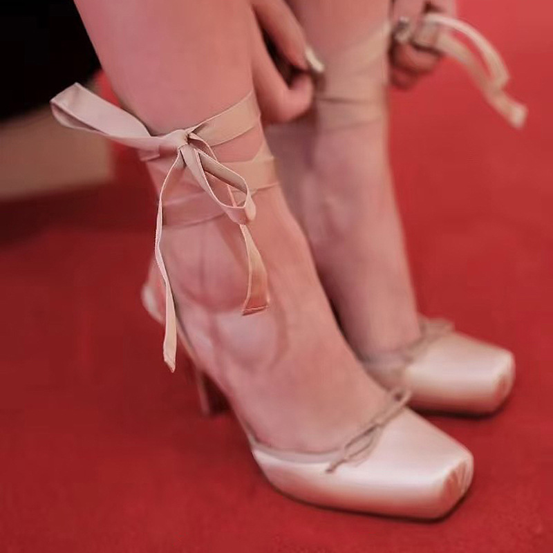 Square Toe High Heels Women Thin Heel foto 5