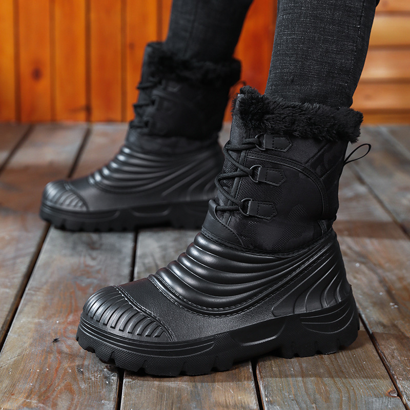 Mens Plus-Size Snow Boots With Fleece Lining For Extra Warmth And Thickness foto 4