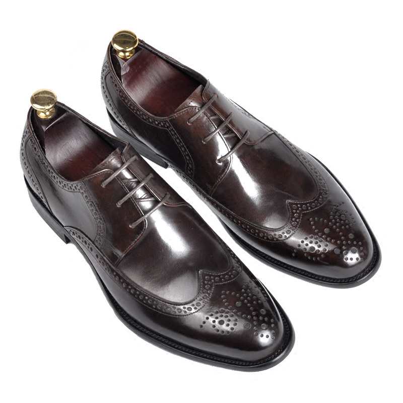 Handmade Genuine Leather Men's Pointed Toe Business Formal Wear Leather Shoes foto 2