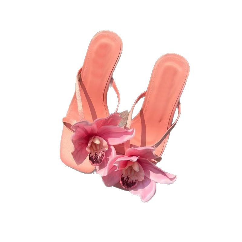 Artificial Flower Popular Flip-flops High Heel Sandals Phalaenopsis Flower foto 3