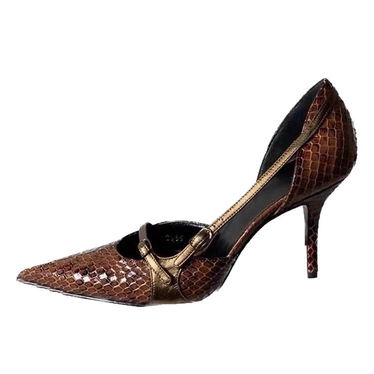 Fashionable Niche-Design Snake-Print Stiletto Heels For Women foto 2
