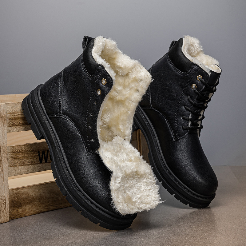 Mens Warm Winter Western Cowboy Boots With Thick Sole In A Retro Style foto 3