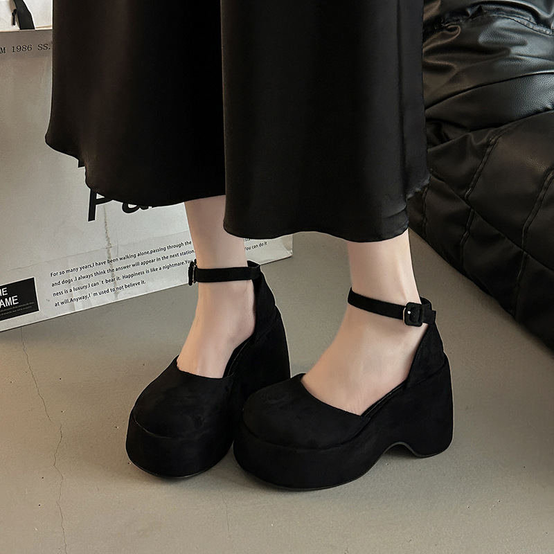 Retro Closed Toe All-match Buckle Women's Thick Heel Shoes Fashion foto 4