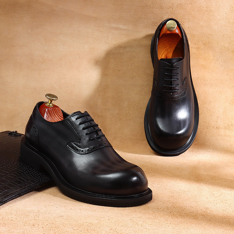 Men's Big Toe Oxford Shoes Top Layer Cowhide Soft Comfortable Stylish Versatile Business Formal Wear Leather Shoes foto 4