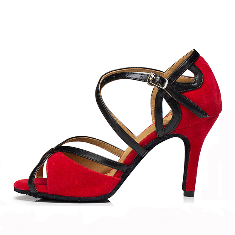 Black Latin Dance Stiletto Heels With Soft Soles For Ballroom Latin Dancing foto 2