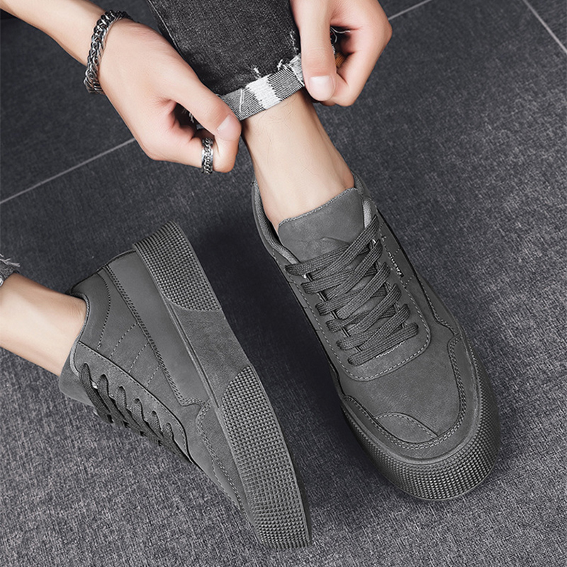 Casual Board Flat Shoes Men Breathable Thick-soled Lace-up Sneakers For Walking Running foto 3